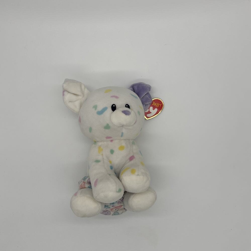 Ty Baby Sprinkles the Dog Plush 7" Confetti Speckled Stuffed Animal Toy